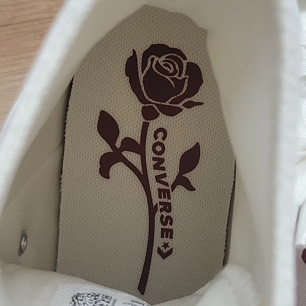 Converse White High-Tops with Red Heart Details